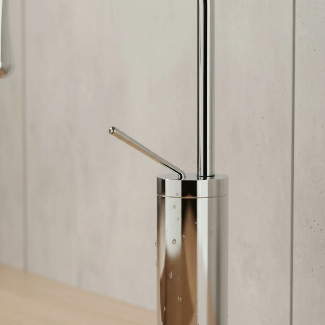 Robinet salle de bain lavabo design arrondi goutte - Argenté - Laiton