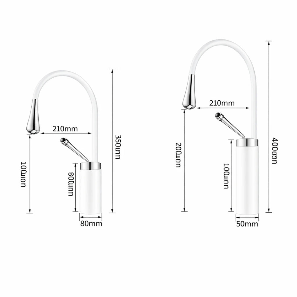 Robinet salle de bain lavabo design arrondi goutte - Blanc - Laiton