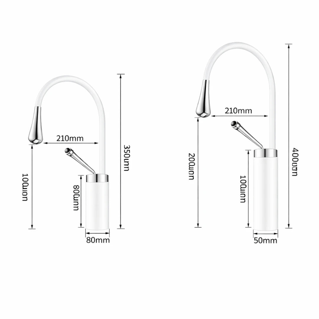 Robinet salle de bain lavabo design arrondi goutte - Blanc - Laiton