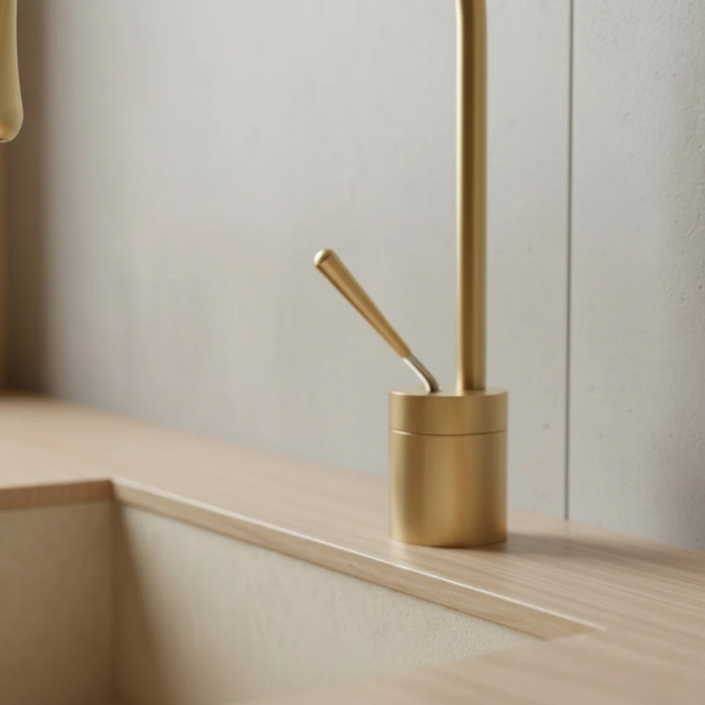 Robinet salle de bain lavabo design arrondi goutte - Doré - Laiton