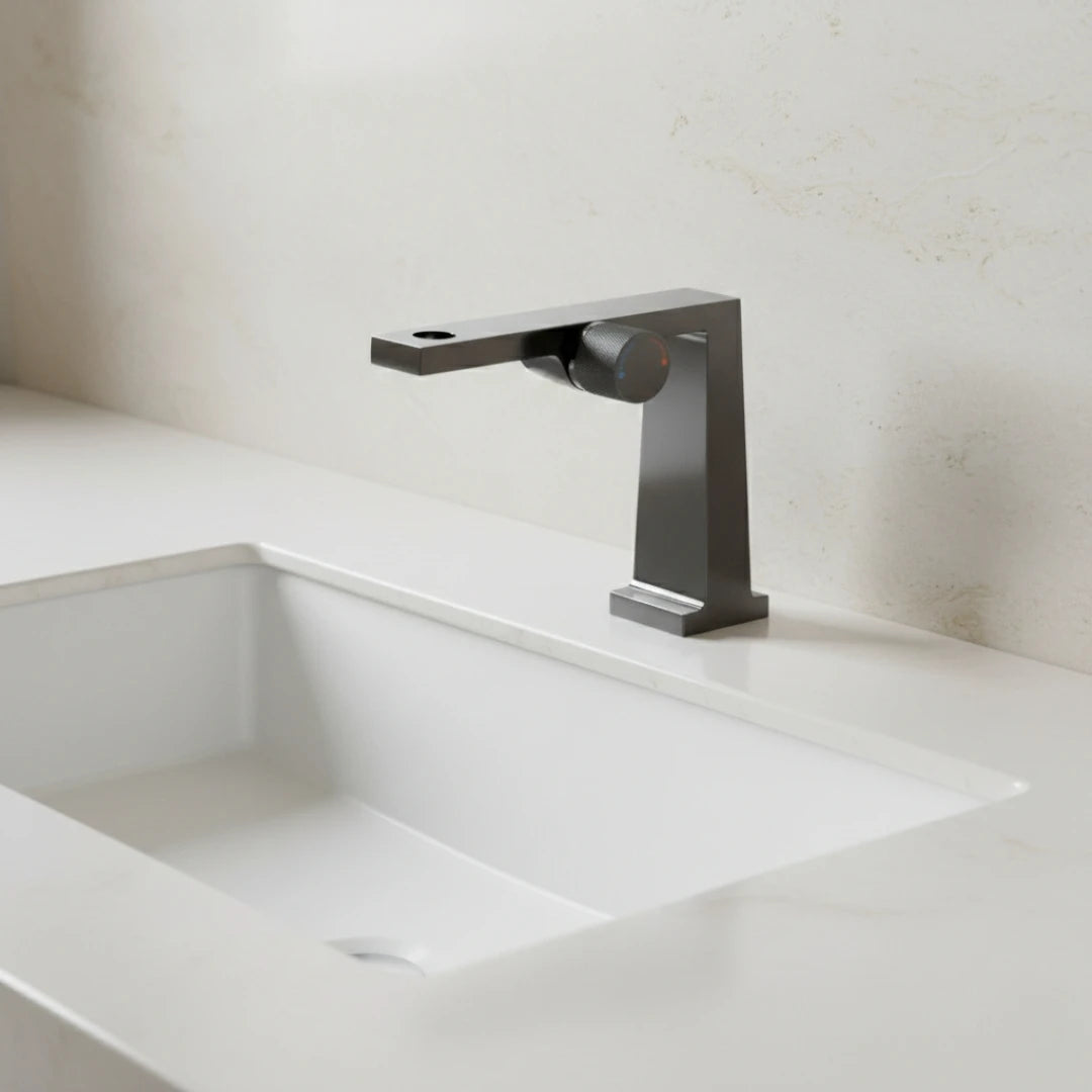Robinet salle de bain lavabo design contemporain mitigeur - Argenté - Laiton