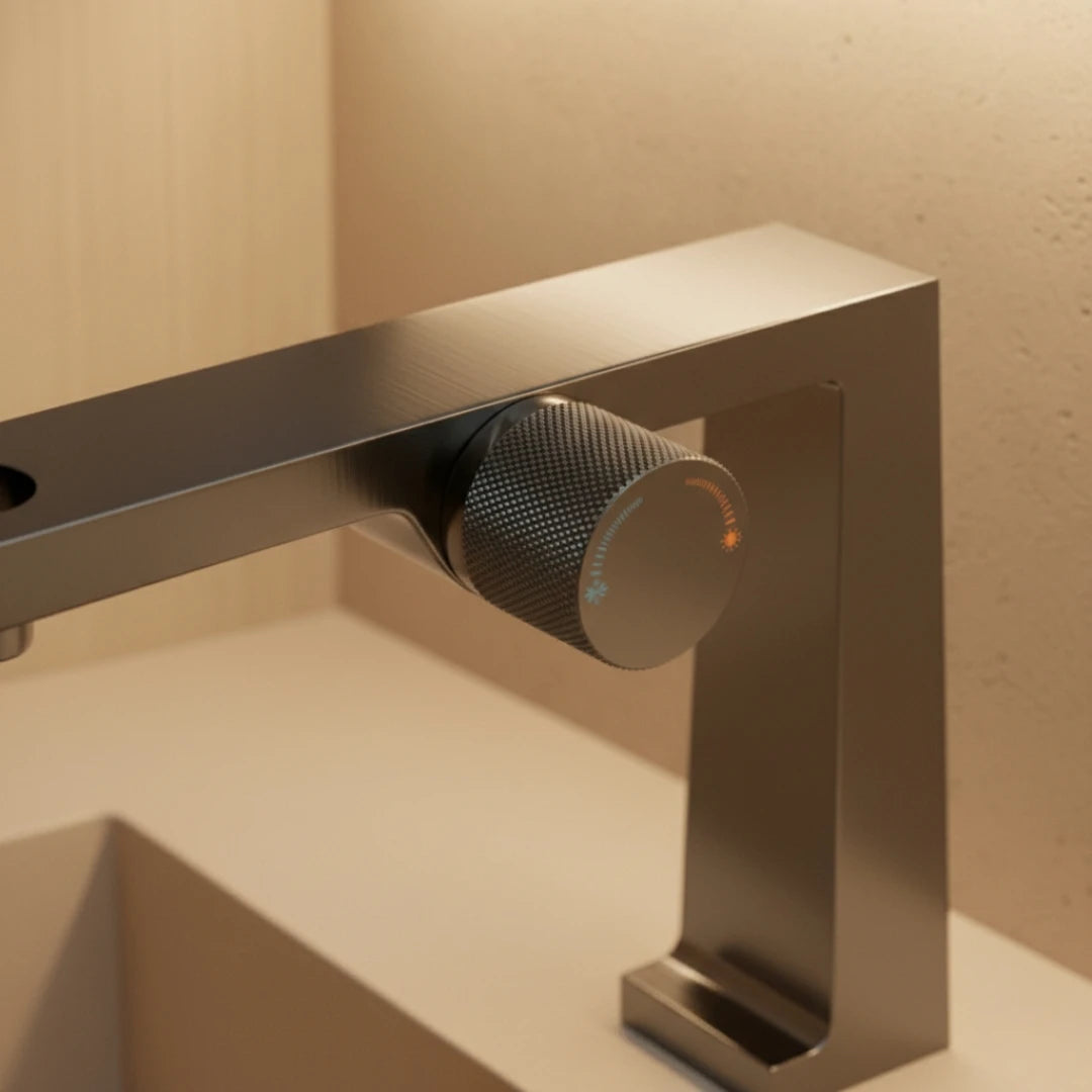 Robinet salle de bain lavabo design contemporain mitigeur - Argenté - Laiton