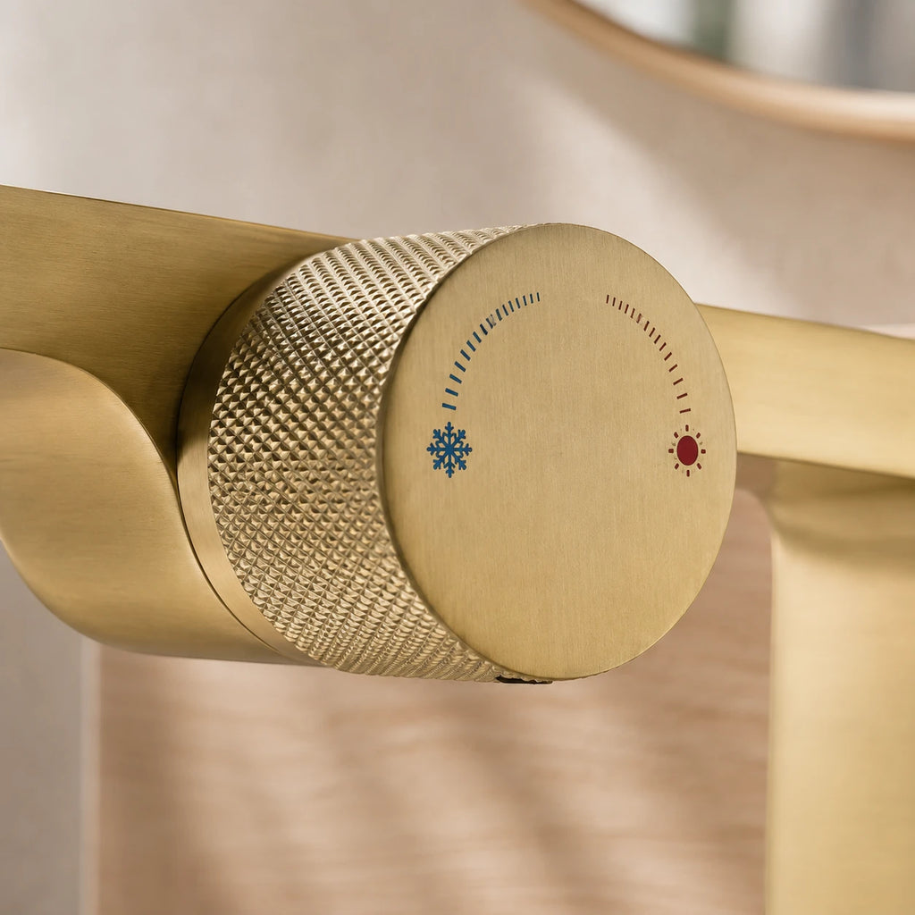 Robinet salle de bain lavabo design contemporain mitigeur - Doré - Laiton