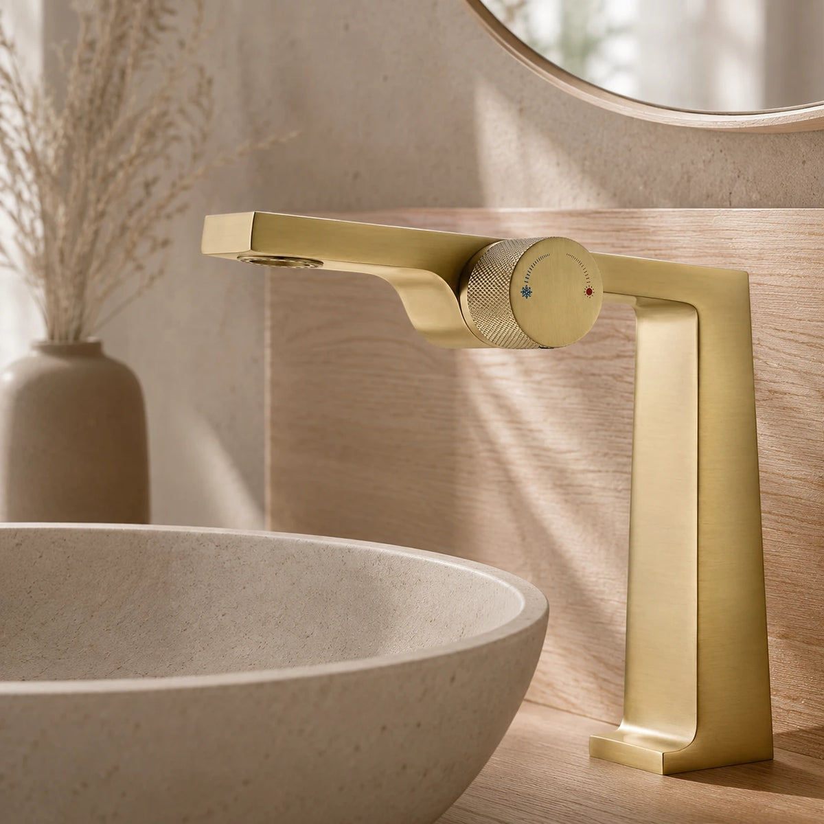 Robinet salle de bain lavabo design contemporain mitigeur - Doré - Laiton