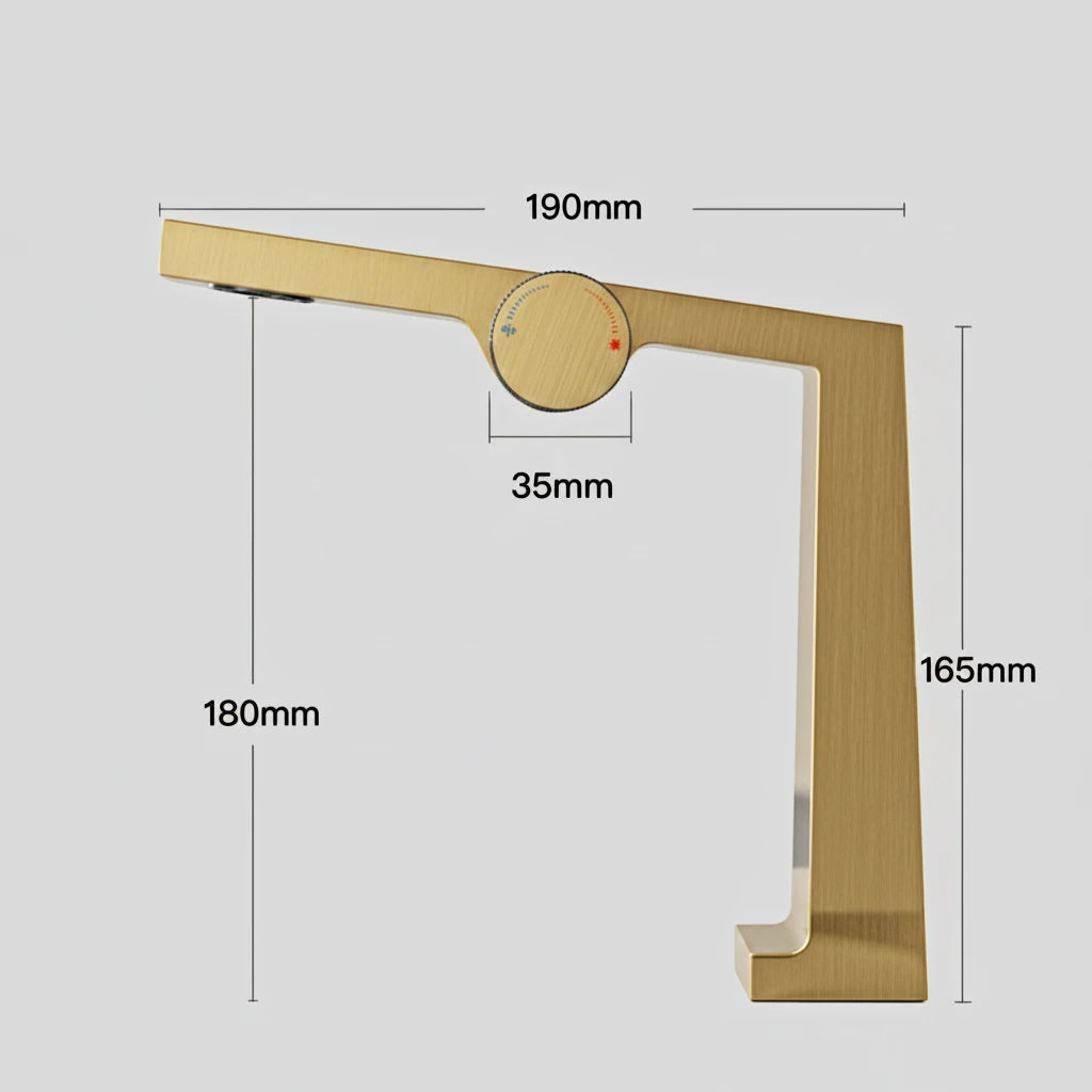 Robinet salle de bain lavabo design contemporain mitigeur - Doré - Laiton