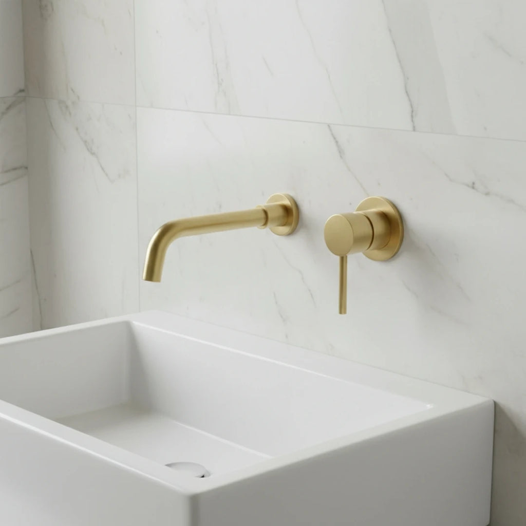 Robinet salle de bain lavabo encastrable - Doré - Laiton