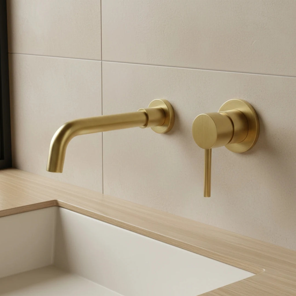 Robinet salle de bain lavabo encastrable - Doré - Laiton