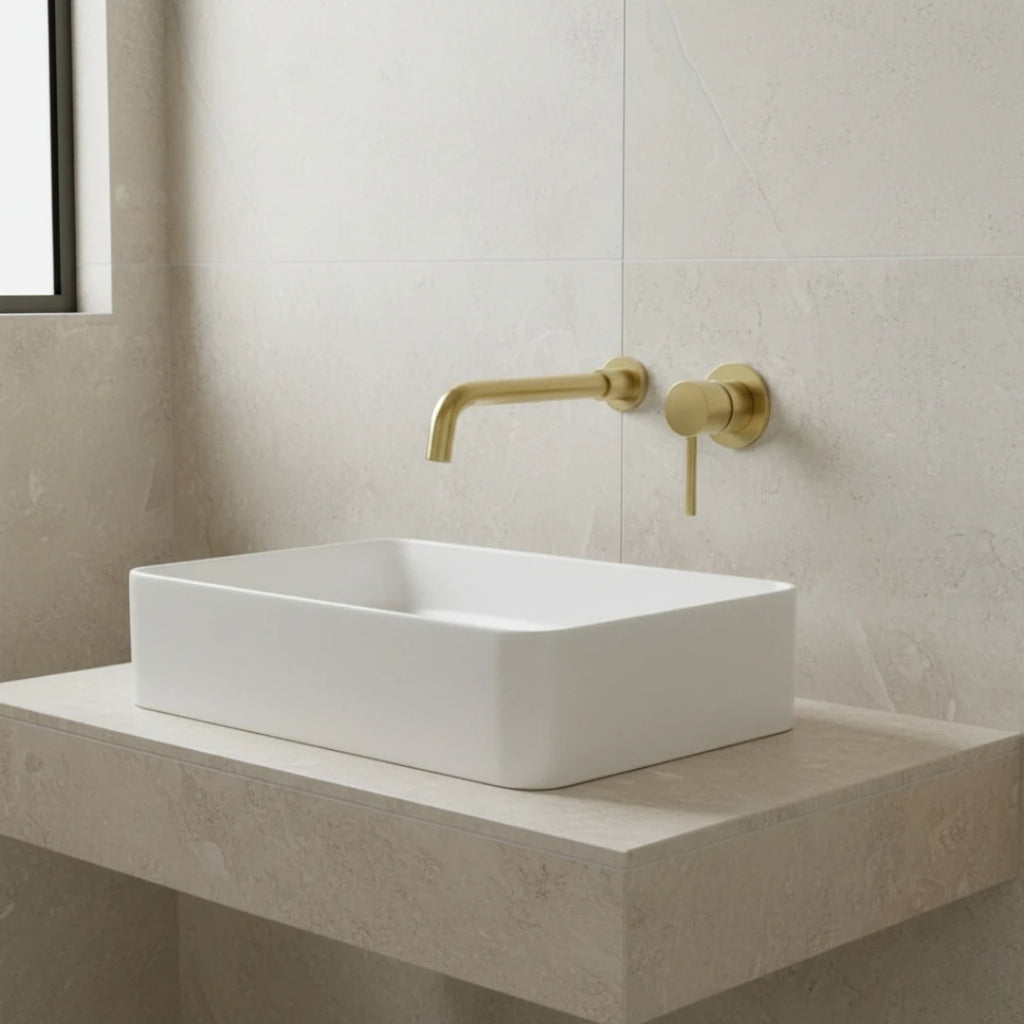 Robinet salle de bain lavabo encastrable - Doré - Laiton