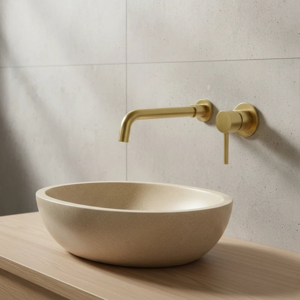 Robinet salle de bain lavabo encastrable - Doré - Laiton