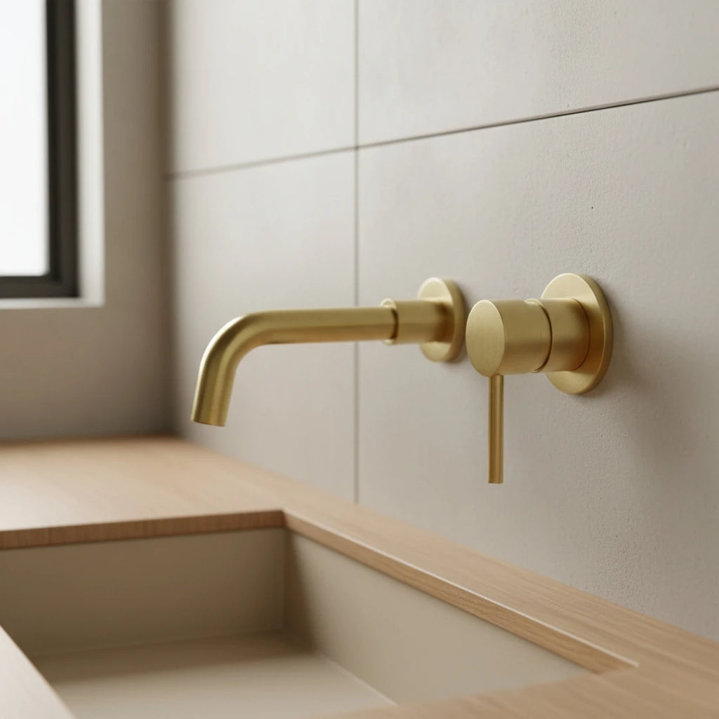 Robinet salle de bain lavabo encastrable - Doré - Laiton
