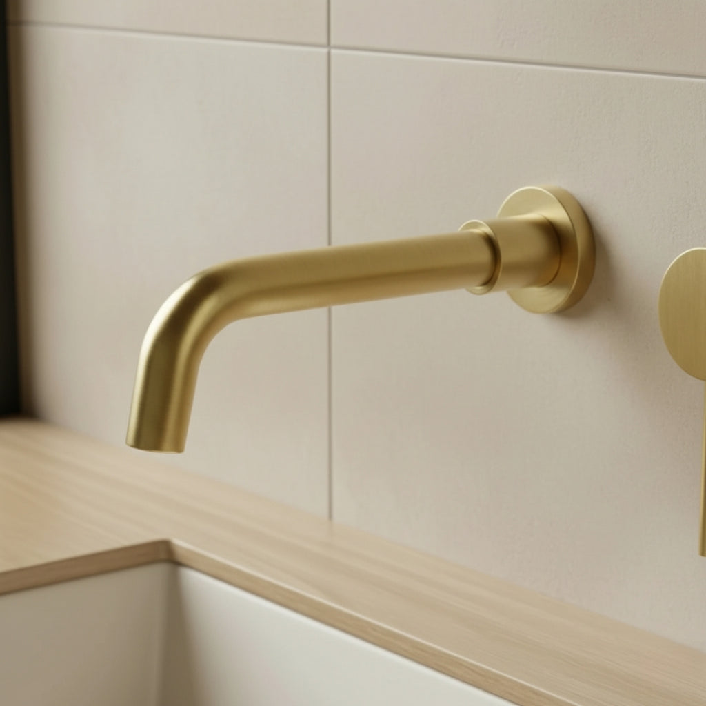 Robinet salle de bain lavabo encastrable - Doré - Laiton