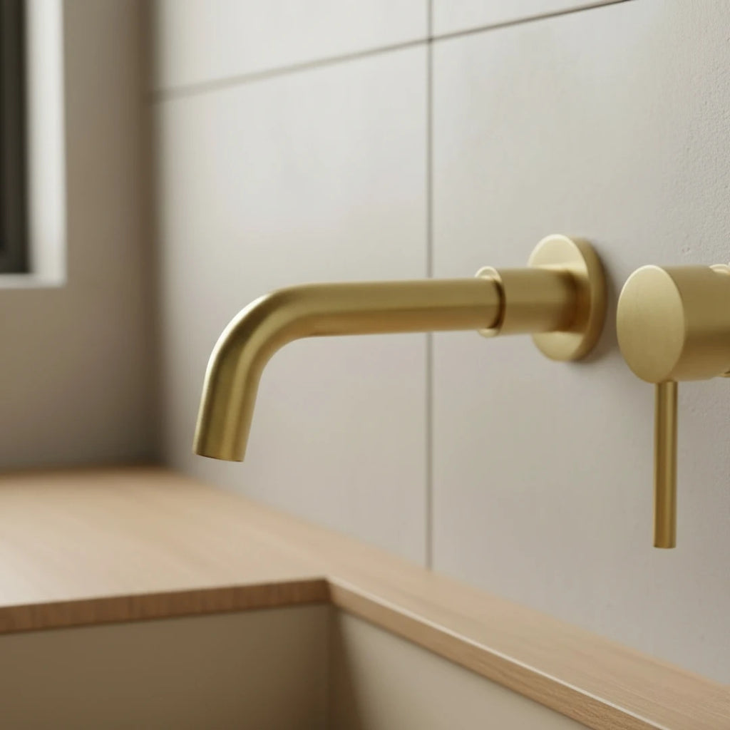 Robinet salle de bain lavabo encastrable - Doré - Laiton