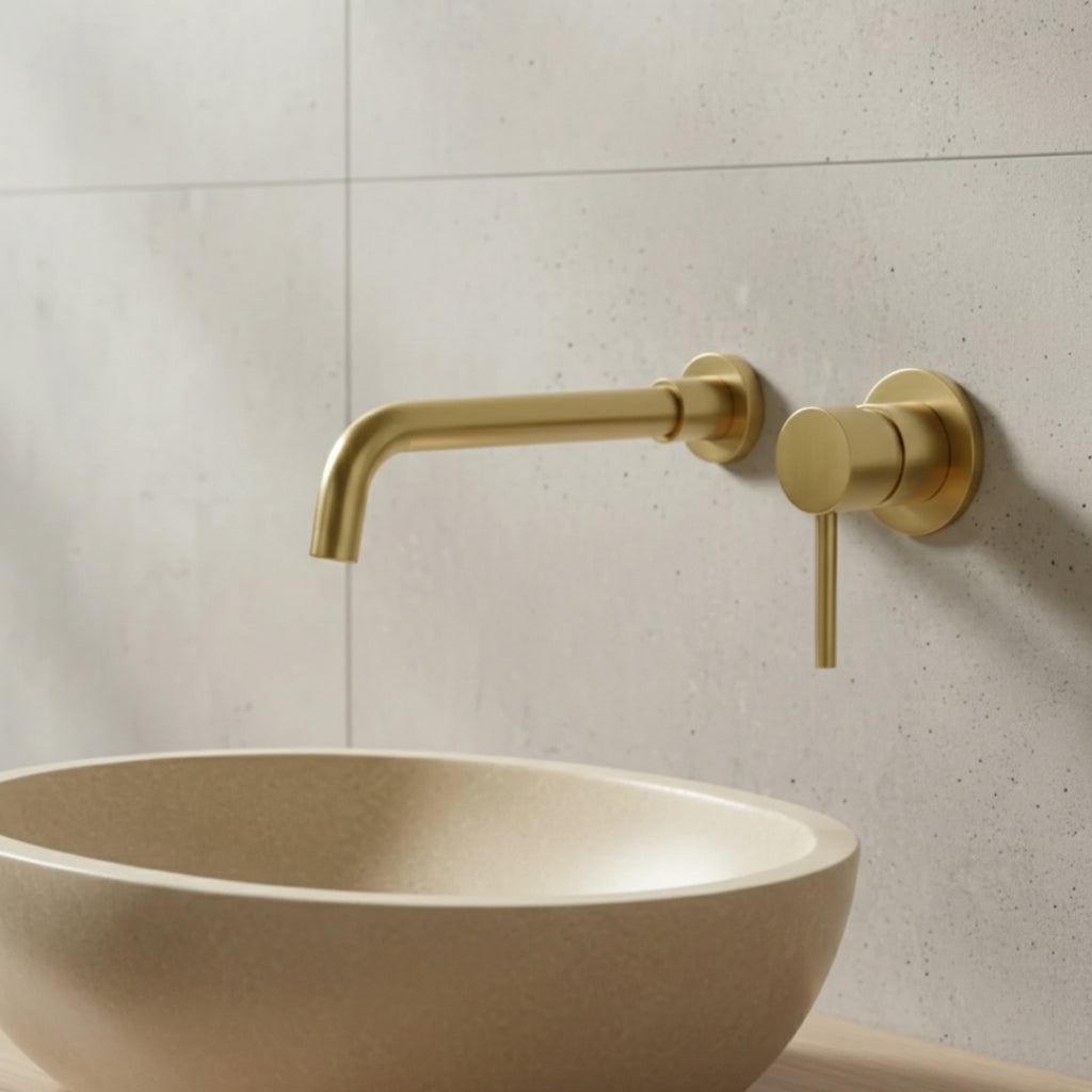 Robinet salle de bain lavabo encastrable - Doré - Laiton