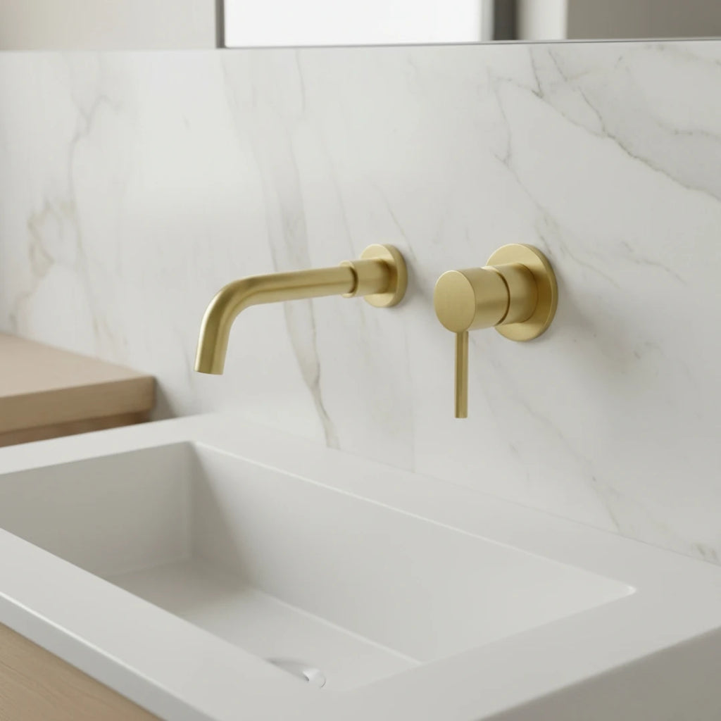 Robinet salle de bain lavabo encastrable - Doré - Laiton