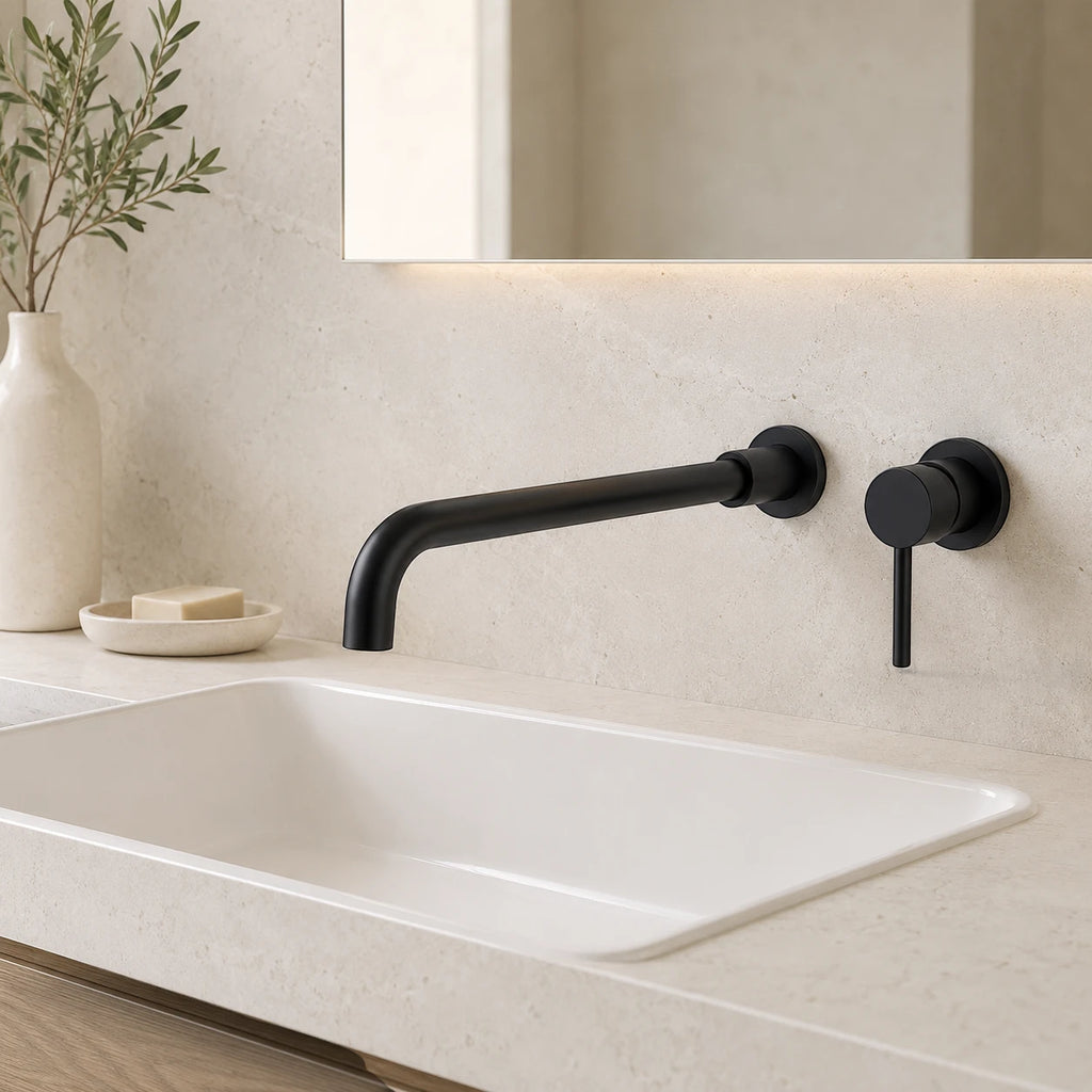 Robinet salle de bain lavabo encastrable - Noir - Laiton