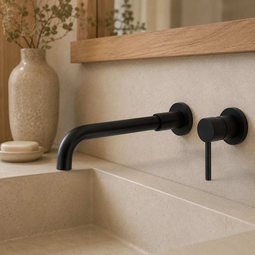 Robinet salle de bain lavabo encastrable - Noir - Laiton