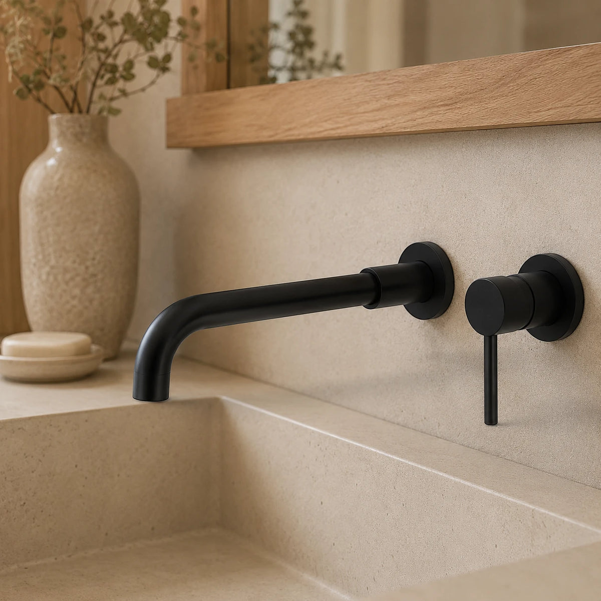 Robinet salle de bain lavabo encastrable - Noir - Laiton