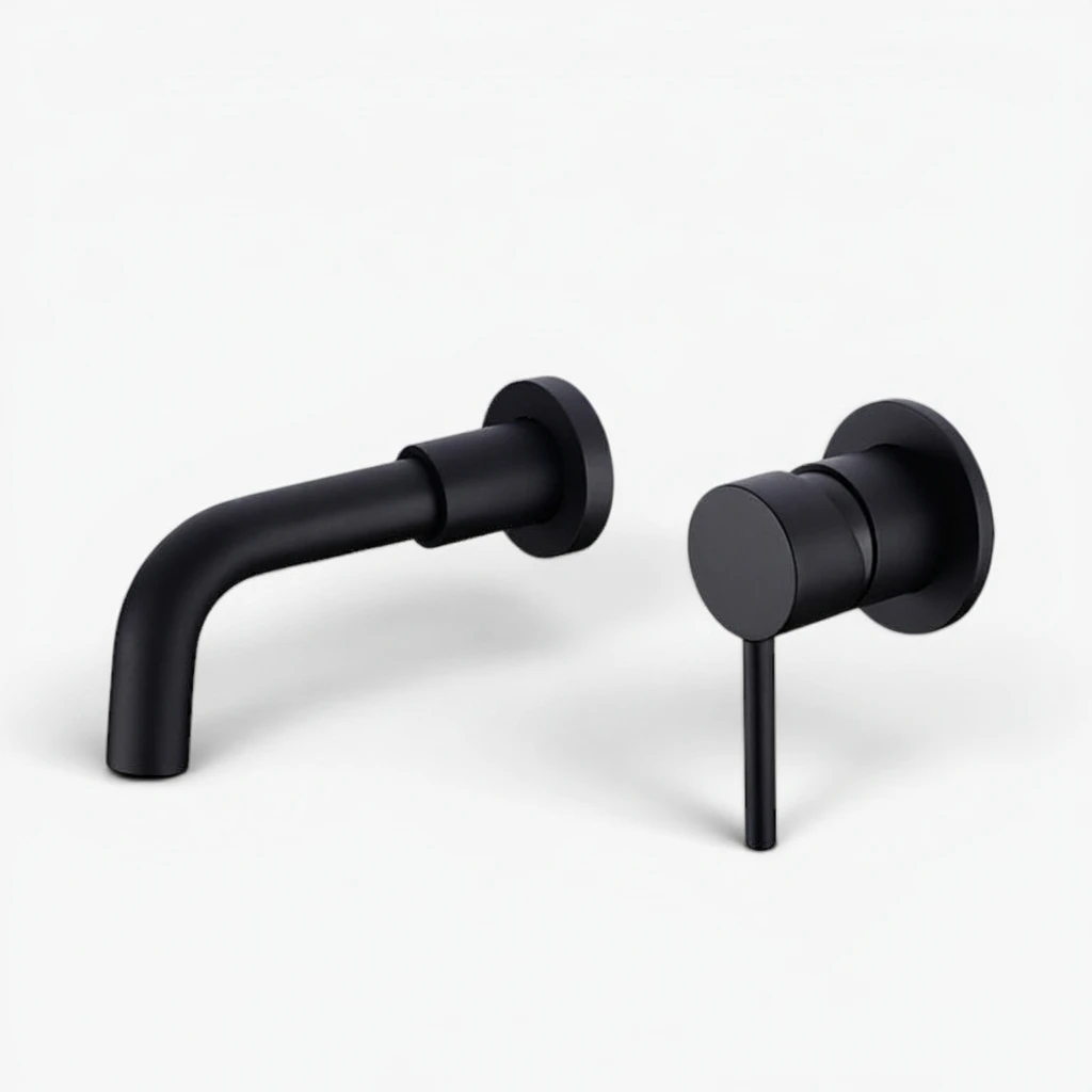 Robinet salle de bain lavabo encastrable - Noir - Laiton