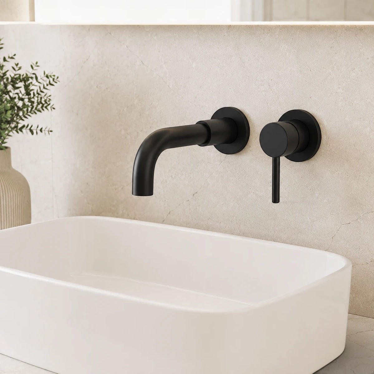 Robinet salle de bain lavabo encastrable - Noir - Laiton