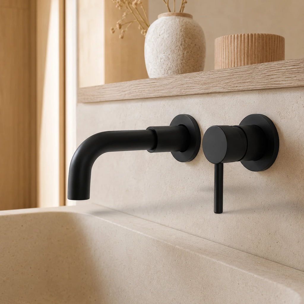 Robinet salle de bain lavabo encastrable - Noir - Laiton