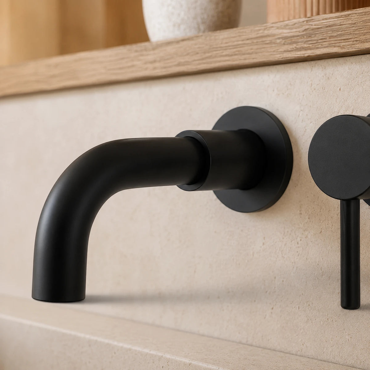 Robinet salle de bain lavabo encastrable - Noir - Laiton