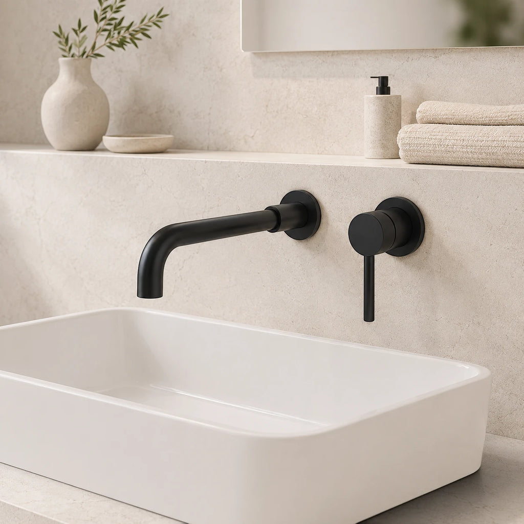 Robinet salle de bain lavabo encastrable - Noir - Laiton