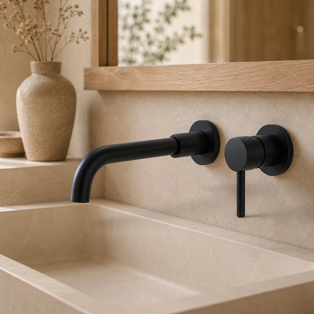 Robinet salle de bain lavabo encastrable - Noir - Laiton