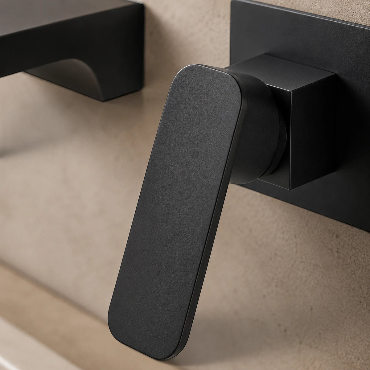 Robinet salle de bain lavabo encastrable mural cascade - Noir - Laiton