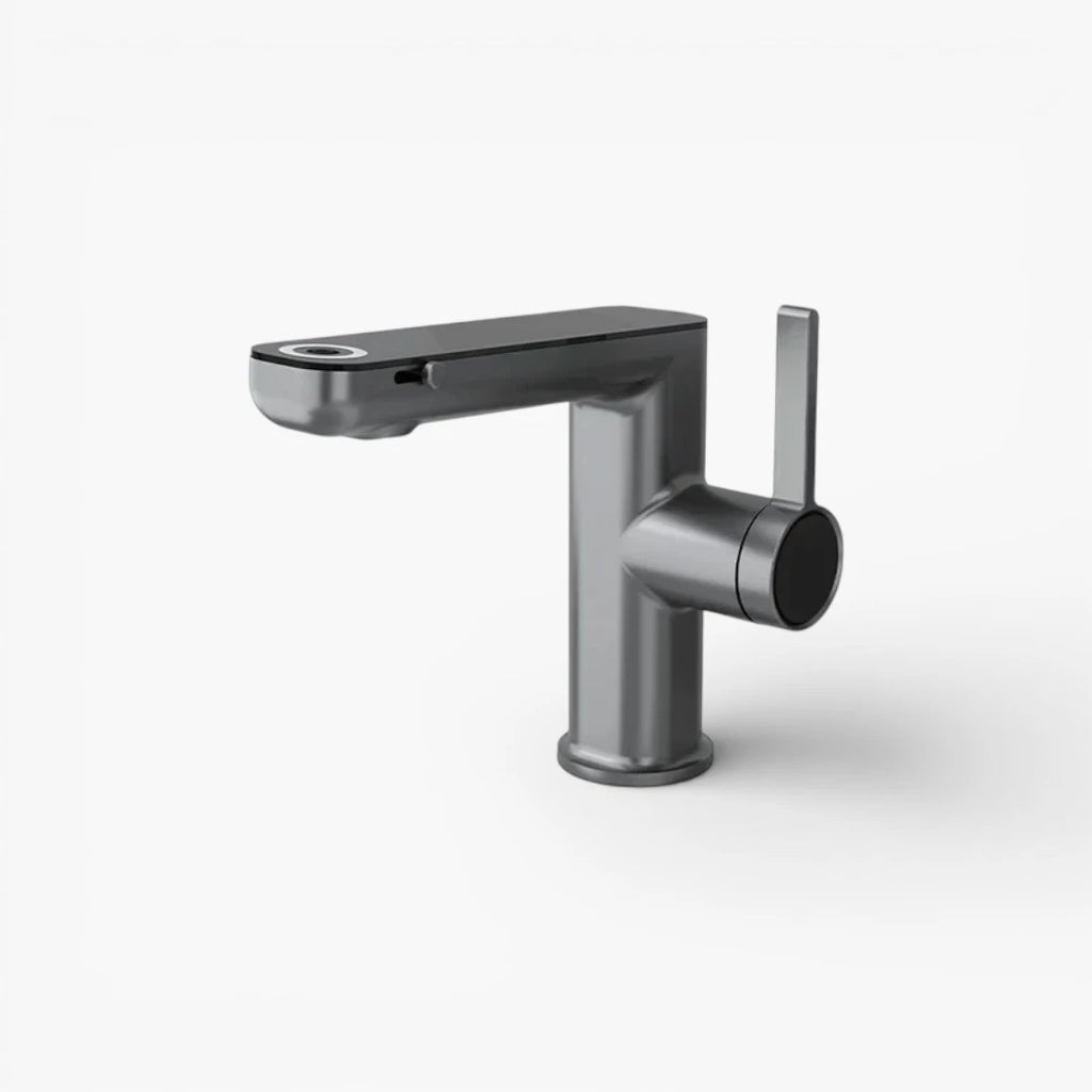 Robinet salle de bain lavabo fontaine température numérique - Argenté
