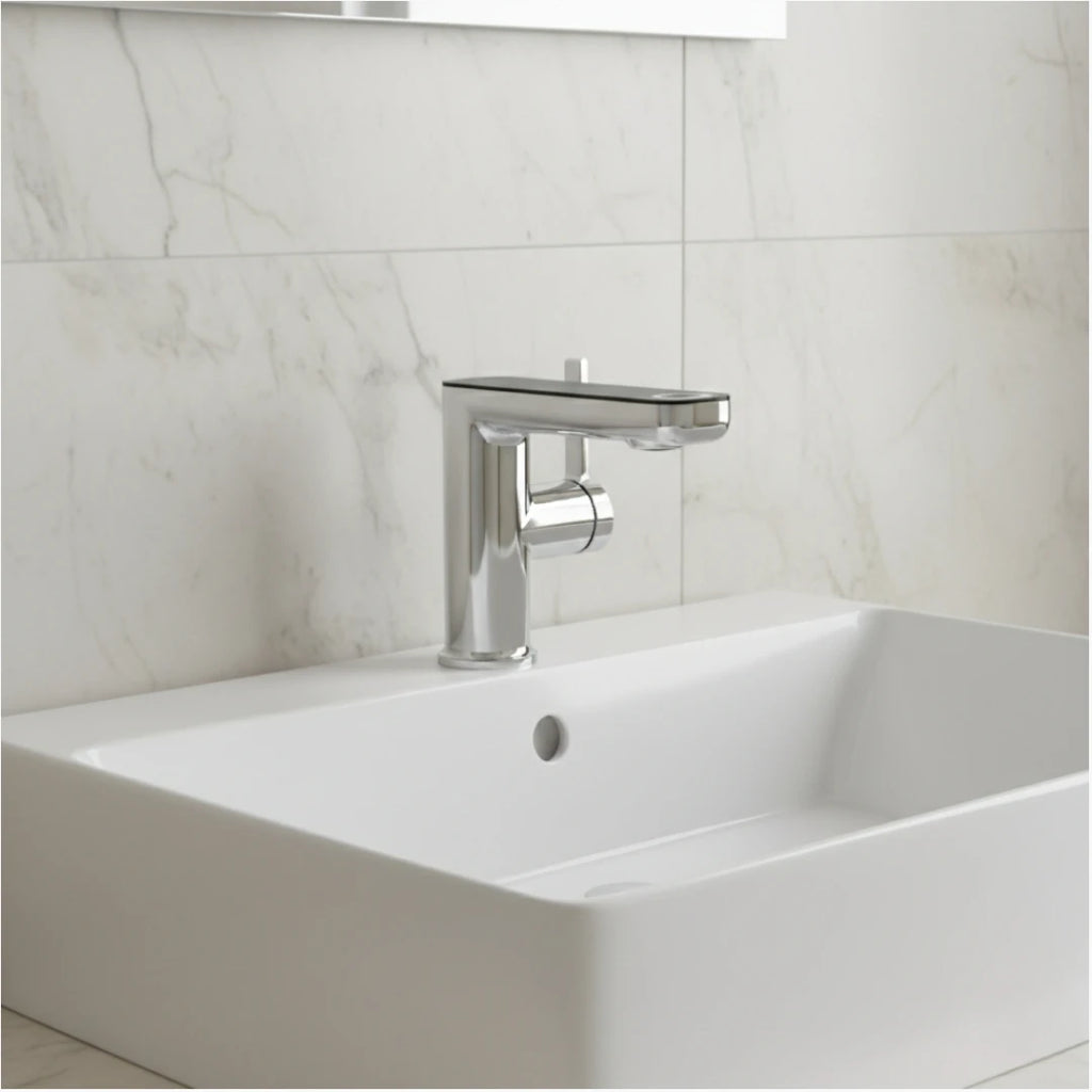 Robinet salle de bain lavabo fontaine température numérique - Argenté