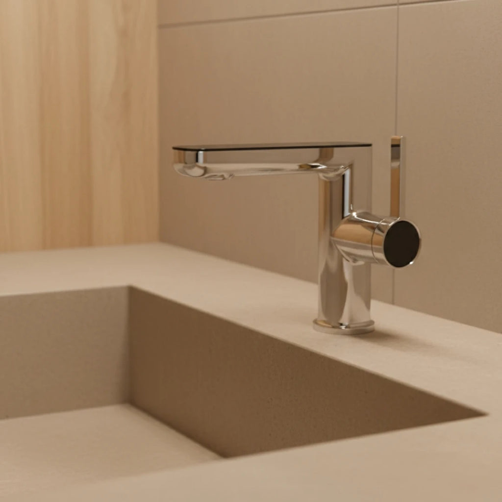 Robinet salle de bain lavabo fontaine température numérique - Argenté
