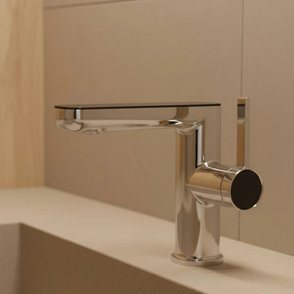 Robinet salle de bain lavabo fontaine température numérique - Argenté