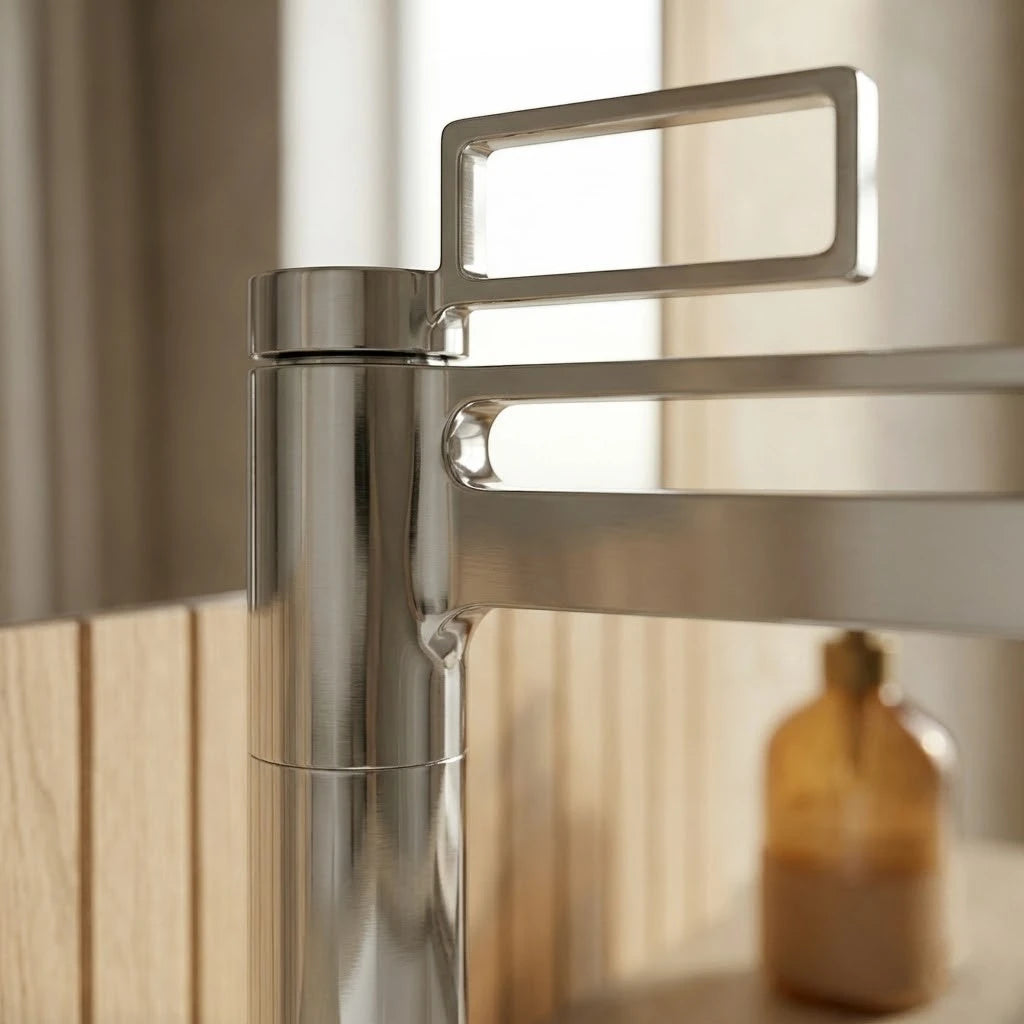 Robinet salle de bain lavabo géométrique - Argenté - Laiton