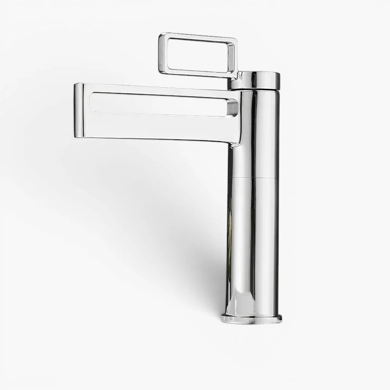 Robinet salle de bain lavabo géométrique - Argenté - Laiton