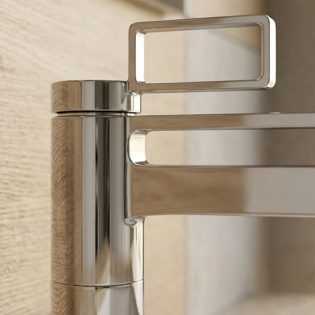 Robinet salle de bain lavabo géométrique - Argenté - Laiton