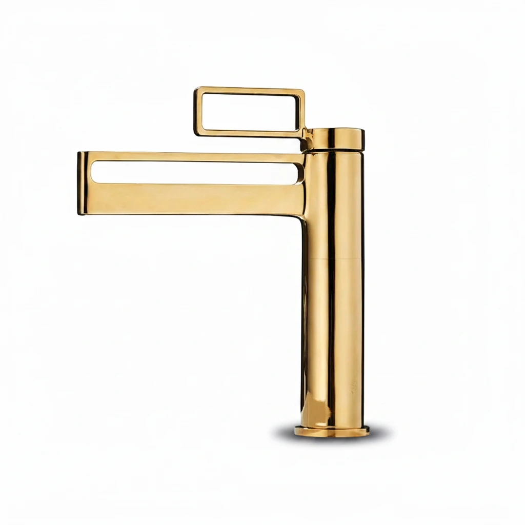 Robinet salle de bain lavabo géométrique - Doré - Laiton