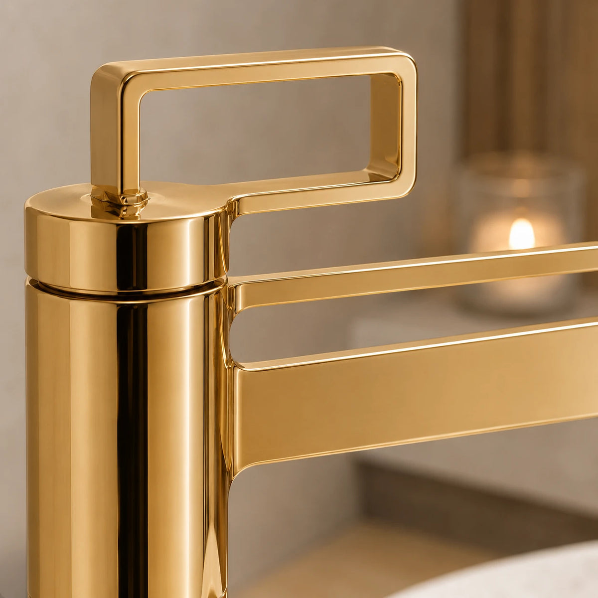 Robinet salle de bain lavabo géométrique - Doré - Laiton