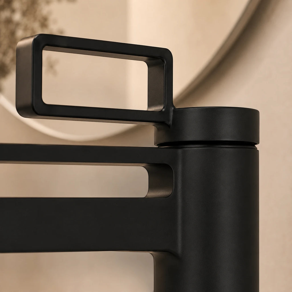 Robinet salle de bain lavabo géométrique - Noir - Laiton