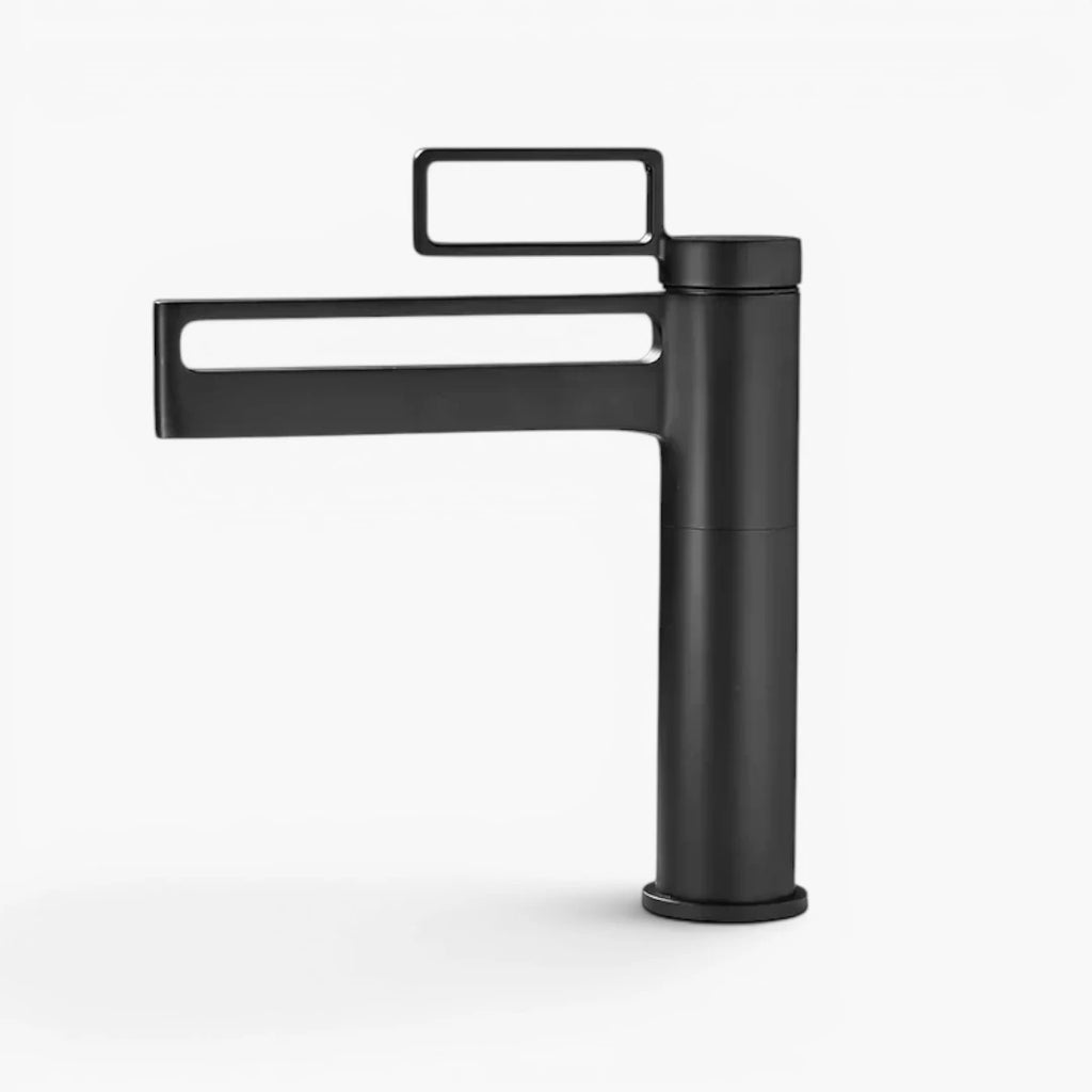 Robinet salle de bain lavabo géométrique - Noir - Laiton