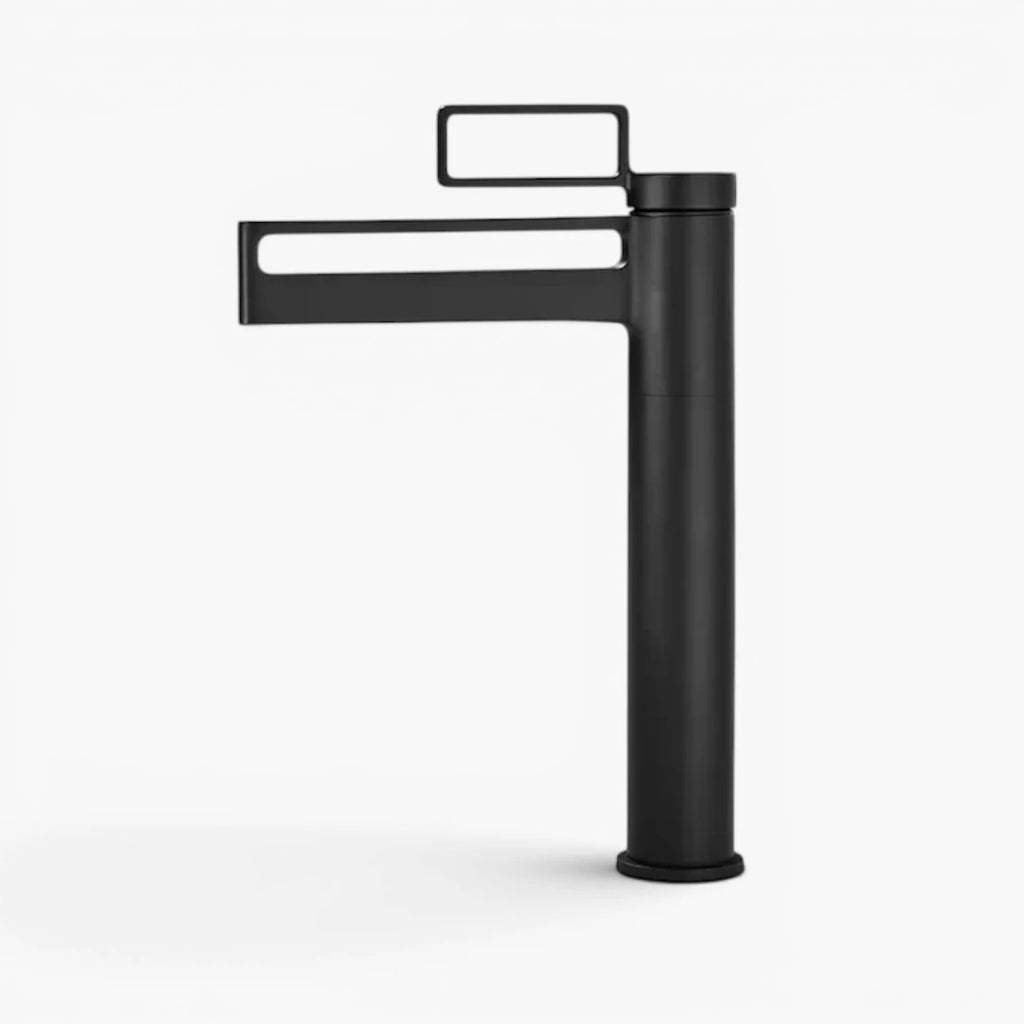 Robinet salle de bain lavabo géométrique - Noir - Laiton