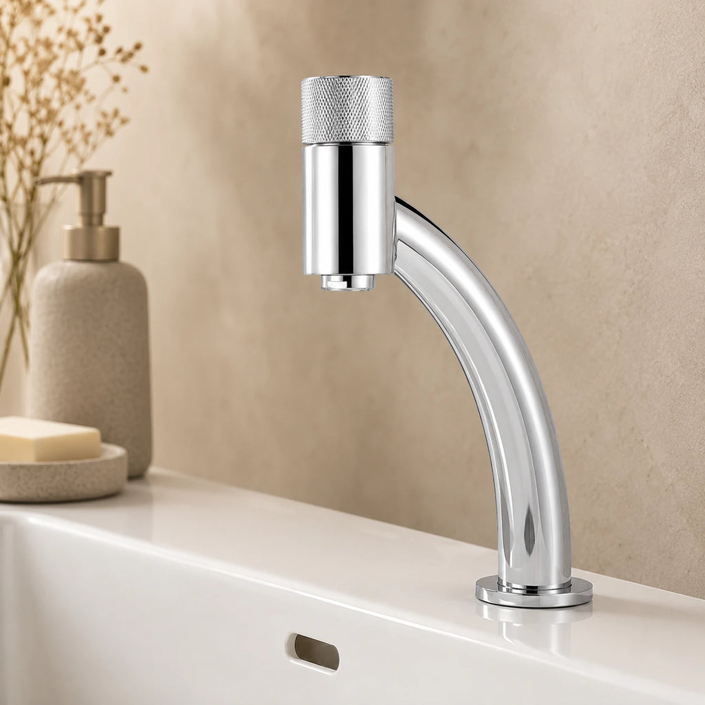 Robinet salle de bain lavabo minimaliste - Argenté - Laiton