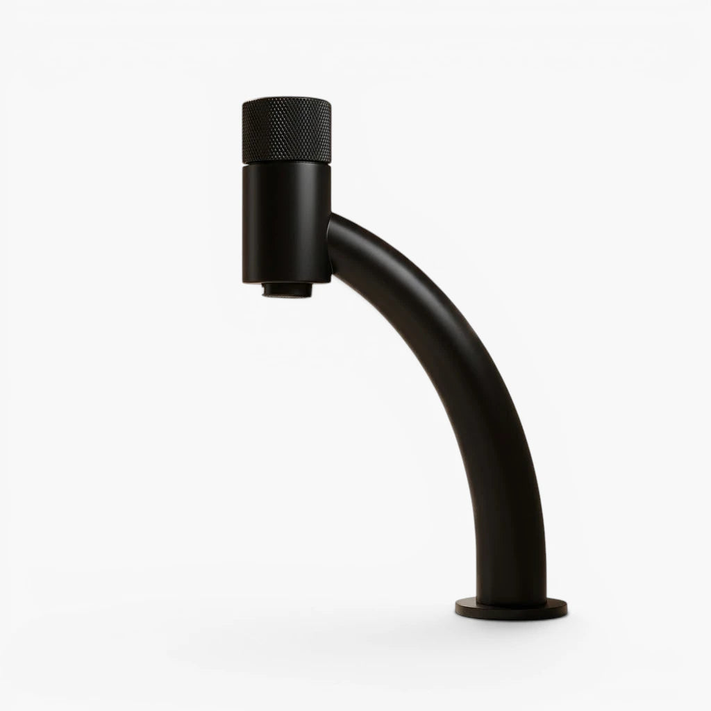 Robinet salle de bain lavabo minimaliste - Noir - Laiton
