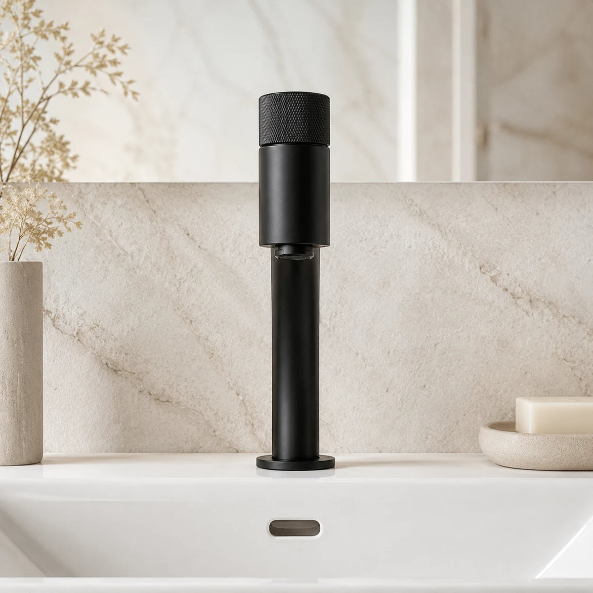 Robinet salle de bain lavabo minimaliste - Noir - Laiton
