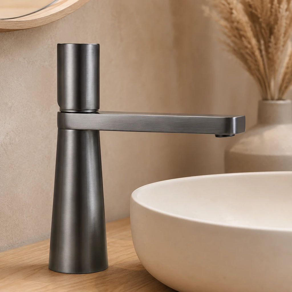 Robinet salle de bain lavabo minimaliste géométrique design - Argenté - Laiton
