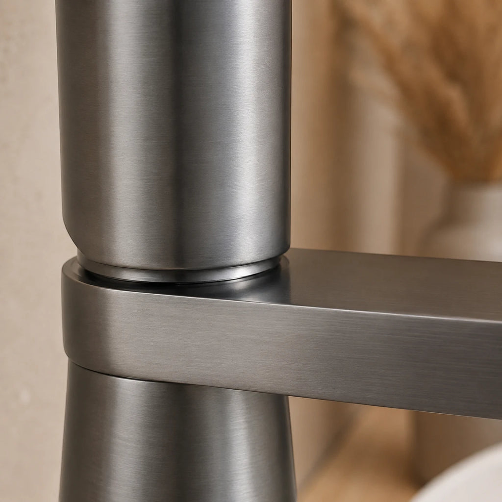 Robinet salle de bain lavabo minimaliste géométrique design - Argenté - Laiton