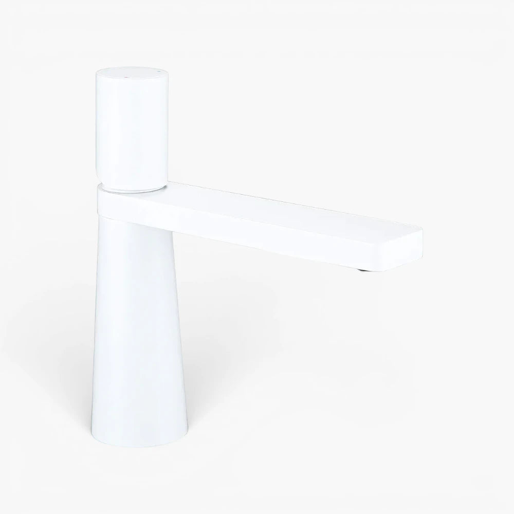 Robinet salle de bain lavabo minimaliste géométrique design - Blanc - Laiton