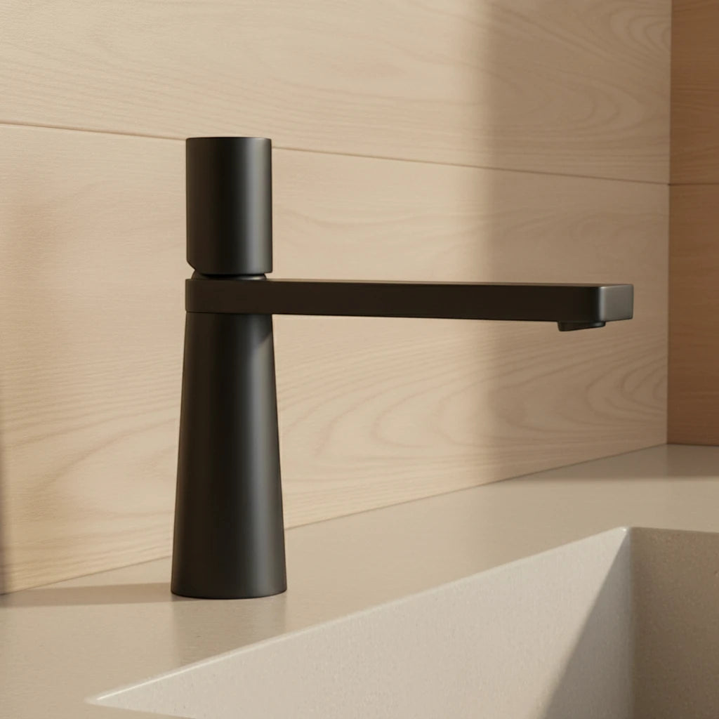 Robinet salle de bain lavabo minimaliste géométrique design - Noir - Laiton
