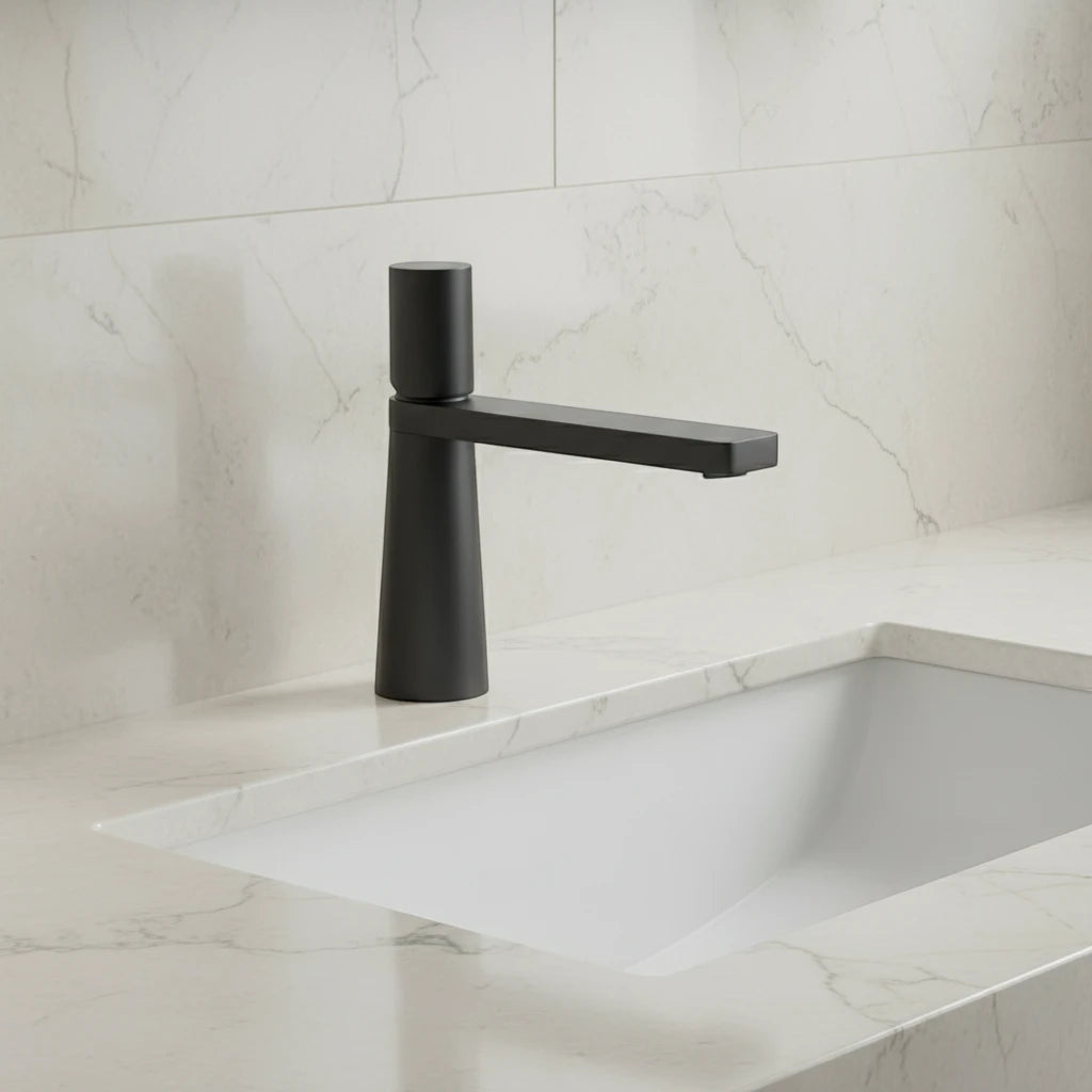 Robinet salle de bain lavabo minimaliste géométrique design - Noir - Laiton
