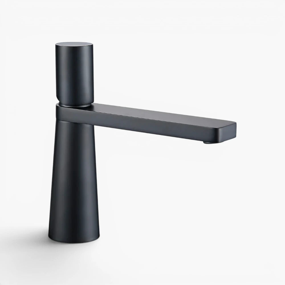 Robinet salle de bain lavabo minimaliste géométrique design - Noir - Laiton