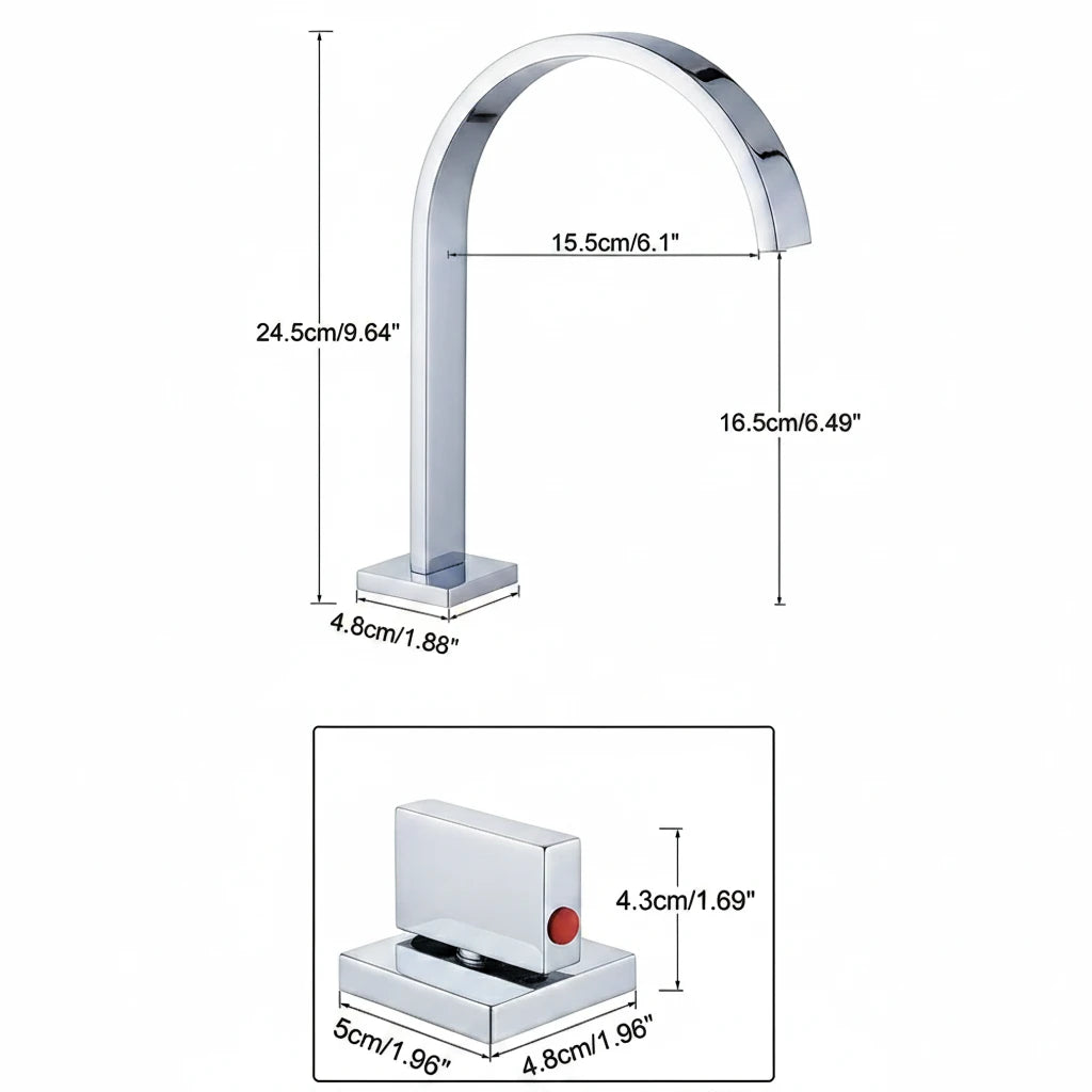 Robinet salle de bain lavabo minimaliste poignées déportées - Argenté - Laiton